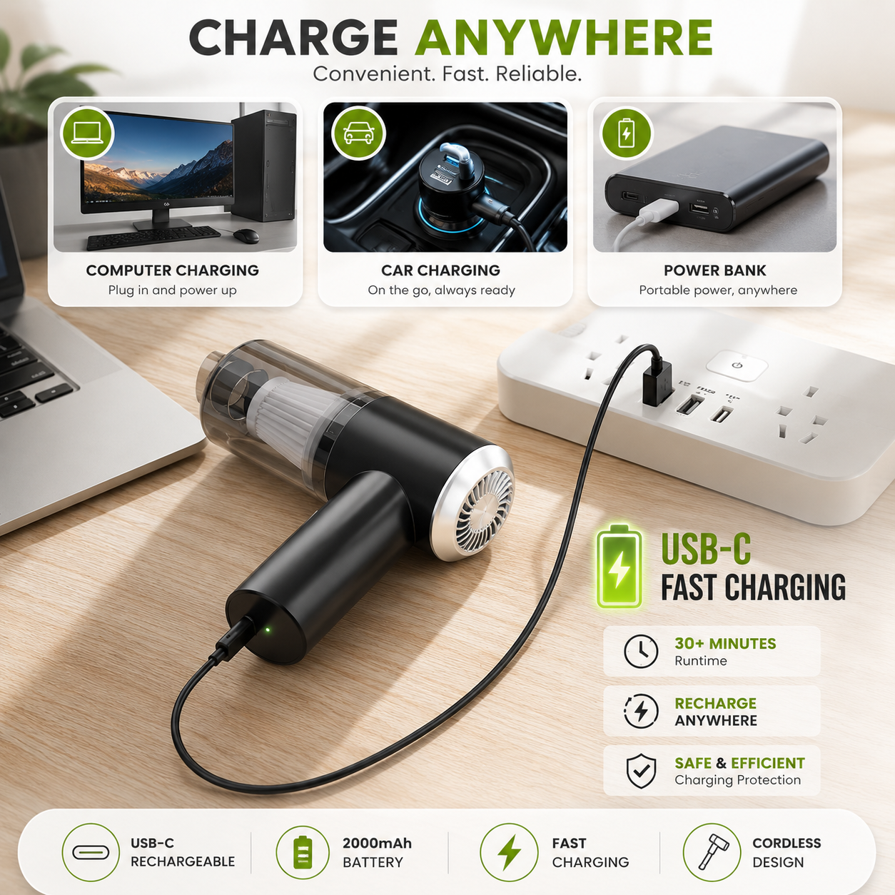 TurboVac Pro – 6000Pa Cordless Car & Home Vacuum Cleaner